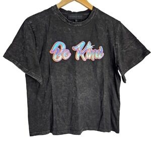 Kendall + Kylie Short Sleeve Short T-shirt Size Medium Be Kind Stone Washed